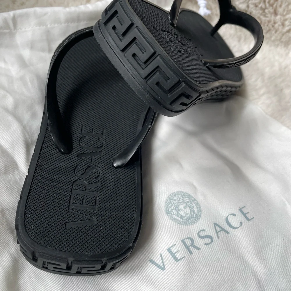 Versace black flip flops summer US5 - Picture 4 of 7